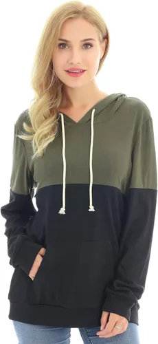 Vista 2 de Bearsland - Suéter de lactancia para mujer, con capucha y bolsillos, para maternidad Verde Armada (ArmyGreen)