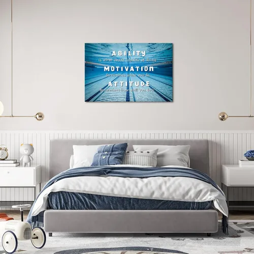 Vista 5 de iHAPPYWALL Cuadro grande para piscina, arte de pared, ejercicio relajante con habilidad, motivación, actitud, inspirador, gimnasio, póster impreso
