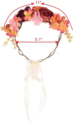 Vista 2 de MEANT2TOBE Tiara de flores rosas naranjas, juego de banda y pin para papá, regalo de maternidad para mamá y él, decoración de baby shower