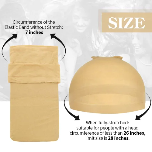 Vista 2 de Dreamlover Gorros de Peluca de Media Beige para Mujeres, 12 Piezas