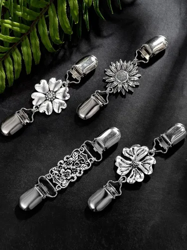 Vista 5 de Jetec 4 Pieces Vintage Sweater Shawl Clips Retro Cardigan Collar Dress Shirt Brooch Clips for Women Wearing, 4 Styles