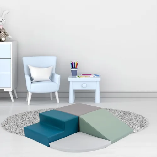 Vista 2 de Playtime Essentials - Juego de 4 piezas de bloques de espuma para escalar esquinas para niños pequeños, para interiores y bebés, juego suave