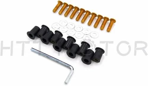 Vista 3 de XKMT-Kit de tornillos redondos dorados para parabrisas compatible con CBR 600rr 1000rr/Suzuk GSXR 600 750 1000/R1 R6 R6s/ Kawasak ZX6R ZX9R ZX10R