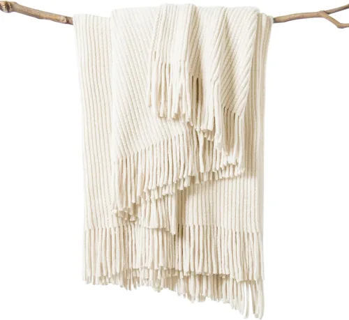 Vista 16 de lifein Manta de felpilla de 50 x 60 pulgadas, suave manta de punto bohemio para sofá, acogedora decoración de casa de campo, manta ligera para todas