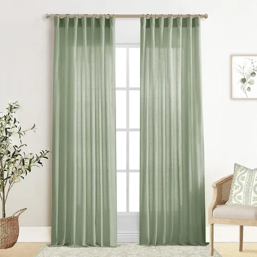 Vista 36 de XTMYI - Cortinas transparentes de 54 pulgadas de largo, juego de 2 paneles para baño, cortinas cortas de lino y algodón con semi privacidad
