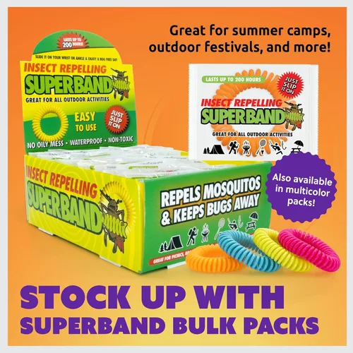 Vista 9 de Superband Pulseras repelentes de mosquitos para adultos y niños – Paquete de 25 – Pulsera repelente de insectos y insectos natural de larga