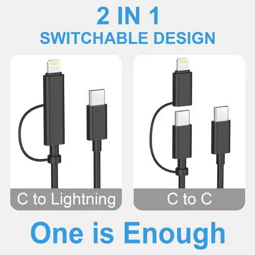 Vista 3 de Cargador de carga rápida para iPhone 17, 16, 15, paquete de 3 cargadores USB C, cable Lightning de 6 pies y cable USB C tipo C para iPhone 17/17