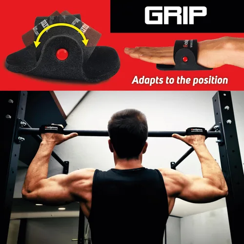 Vista 2 de Guantes de gimnasio anti-callo, acolchado adaptativo negro para entrenamiento con pesas, crossfit, fitness, protección de agarre cómodo