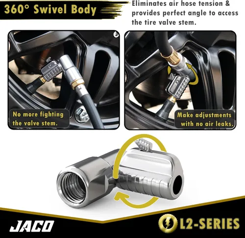 Vista 6 de JACO Lightning L2-Series Acoplador neumático para llantas, 1/4 de pulgada F-NPT (flujo abierto)
