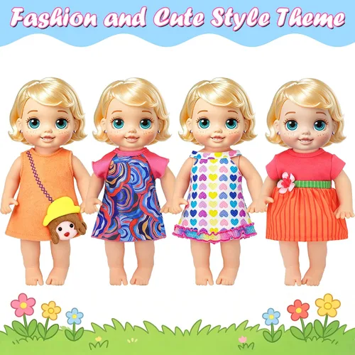Vista 5 de ebuddy 10 juegos de ropa de muñeca de bebé viva, ropa y accesorios para muñecas de 10 pulgadas, muñecas de bebé de 12 pulgadas