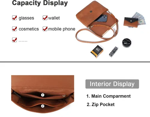 Vista 3 de Bolsos cruzados pequeños para mujer, bolso de hombro ligero para mujer, bolso cruzado para adolescentes, cuero vegano, portátil