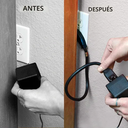 Vista 4 de FIRMERST 1875W 6 pies 15A Cable de extensión de enchufe plano de perfil bajo 14 AWG negro, listado UL