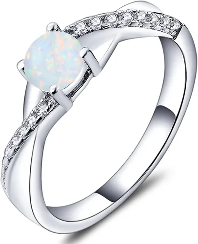 Vista 13 de YL 925, Anillo de compromiso de plata, piedra de nacimiento de corte redondo de 5MM, anillo infinito para mujer 01-Granate-Enero