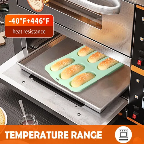 Vista 4 de QELEG 2 piezas de molde para tartas Twinkie, molde antiadherente de silicona para bollos para perros calientes para hornear cocina