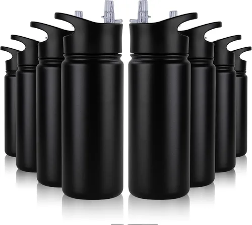 Vista 8 de Botella de agua aislada de 64 onzas con tapas de pajita y boquilla, jarra de agua de acero inoxidable de medio galón con mango de paracord, vacío