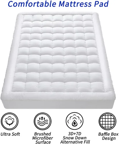 Vista 5 de Funda acolchada para colchón de tamaño individual con bolsillo profundo ajustable de 8 a 21 pulgadas, ultrasuave y cómoda, transpirable