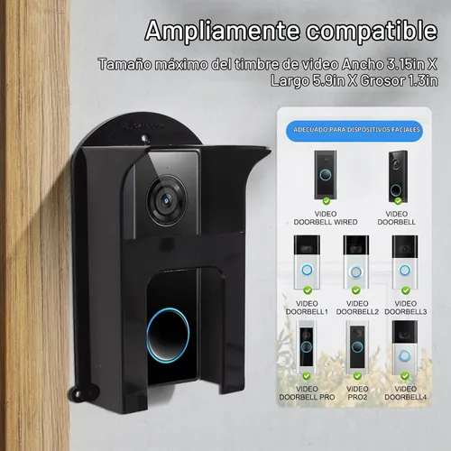 Vista 4 de Cubierta impermeable de plástico negro para timbre de cámara, cubierta protectora resistente a la intemperie para anillo 1/2/3/4/2020/Pro/Pro