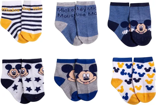 Vista 2 de Disney Calcetines de Mickey Mouse para bebés y niños, paquete de 24 calcetines para recién nacidos, para bebés (tamaño 0-24 meses)