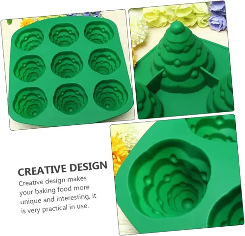 Vista 7 de Molde de cubo de hielo para pastel de árbol de Navidad, moldes de chocolate para hornear árbol de Navidad, molde de postre de silicona, moldes