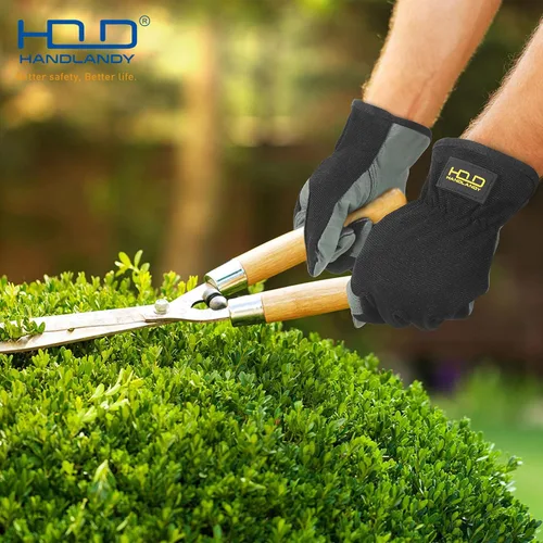 Vista 4 de HANDLANDY HLDD Men Leather Gardening Gloves, Utility Work Gloves for Gardening, Yardwork, Construction, Mechanics