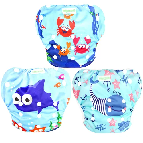 Vista 26 de Wegreeco - Pañal de natación reutilizable para bebés y niños pequeños, talla única Estrella de mar