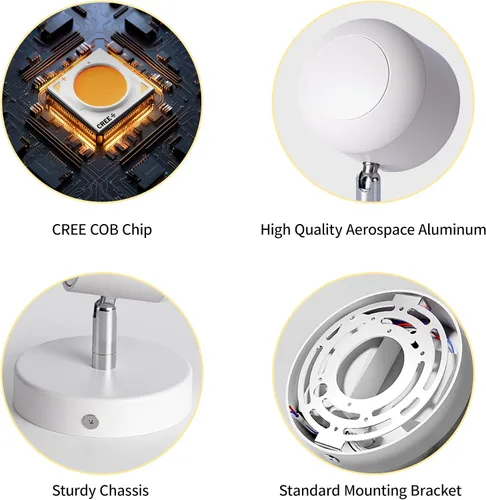 Vista 3 de Aisilan - Lámpara de pared moderna ajustable de Aisilan, lámpara de pared blanca cálida para pasillo, galería, cocina, dormitorio, 7 W, 3000 K