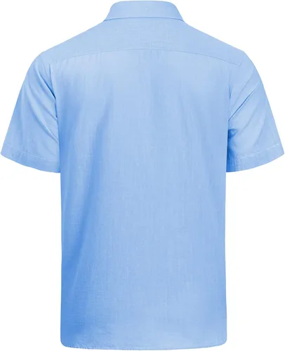 Vista 4 de J.VER Men's Linen Cotton Shirt Casual Button Up Short Sleeve Shirt with Pocket