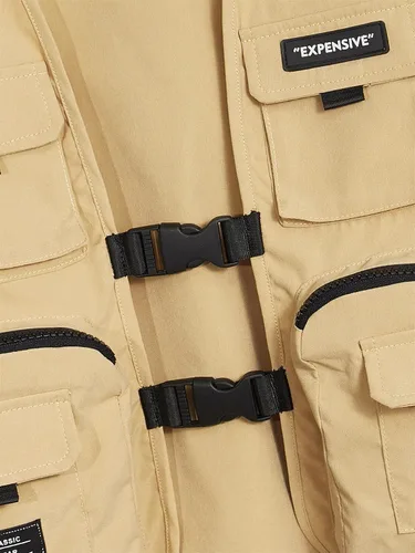 Vista 4 de Verdusa Chaleco tipo cargo sin mangas con hebilla frontal y bolsillo para niño