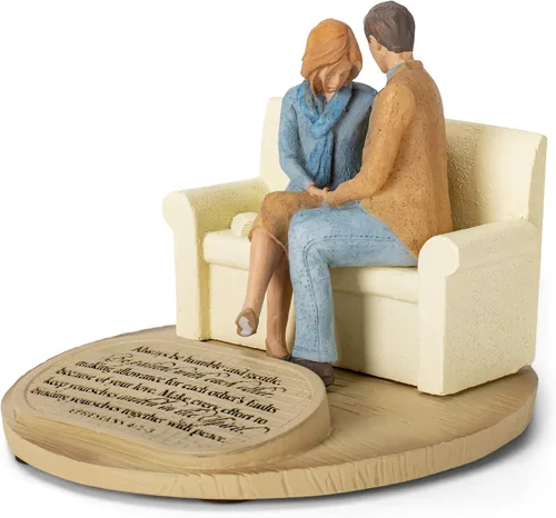Vista 2 de Lighthouse Christian Products Escultura de piedra fundida de 6 x 4,5 pulgadas y esposo rezando