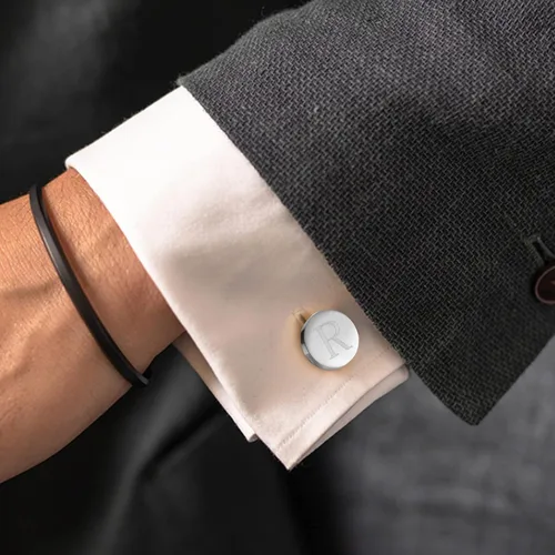 Vista 7 de Diamday Cuff Links and Tie Clips Set Personalized Cufflinks for Men Silver Gold Initial Cufflinks Men's Link Shirt Studs Tie Letter Tie Clips and