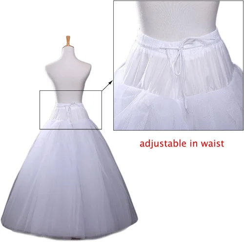 Vista 3 de CEZOM Línea A sin aros Enagua Crinoline Underskirt Slips Accesorios de Boda MPT-022 Blanco Blanco
