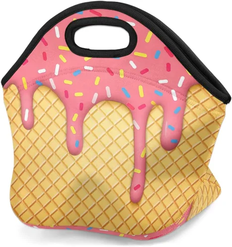 Vista 8 de Bolsas de almuerzo de neopreno con balón de fútbol en fuego de hielo para mujeres, bolsas de almuerzo, lavables, aisladas, para el trabajo, picnic
