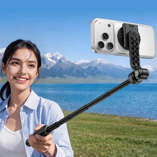 Vista 4 de ULANZI TT86 - Trípode magnético para iPhone 17, palo selfie extensible de 35 pulgadas con control remoto, clip de teléfono 2 en 1 y soportes dobles