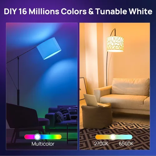 Vista 4 de Bombilla LED inteligente Vinaco E12 5W 600LM B11 RGB para Alexa y Google 4Pack,Dimmable,WiFi&Bluetooth Dual Connection,Multi Scene