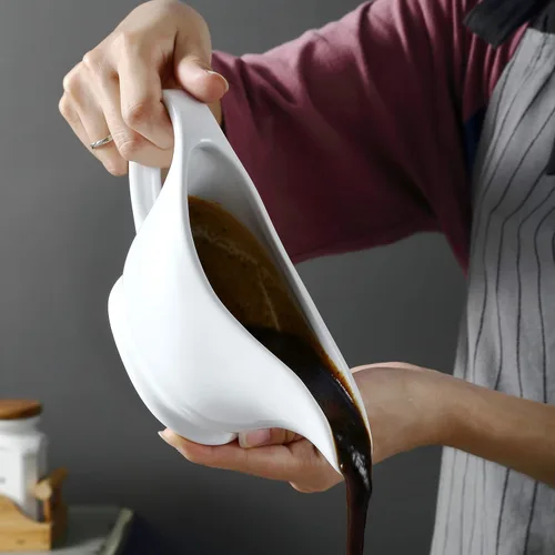 Vista 8 de Bruntmor - Recipiente y bandeja de cerámica para salsa, para aderezos de ensalada, leche, caldo, crema, apto para microondas y lavavajillas, 11