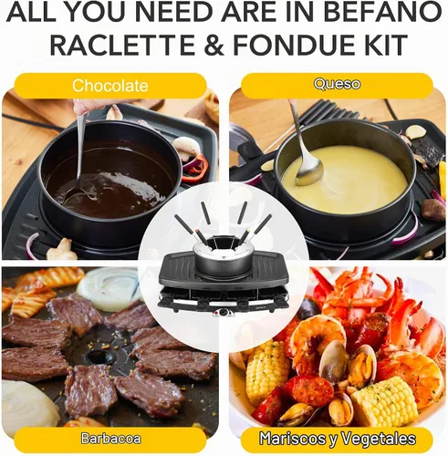 Vista 8 de Parrilla eléctrica de Raclette con el pote de la fondue, parrilla de mesa