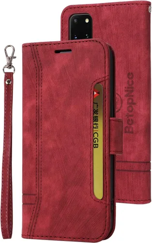 Vista 58 de Funda tipo cartera para Samsung Galaxy S20, piel sintética, con función atril, ranuras para tarjetas, funda plegable con tapa, funda protectora