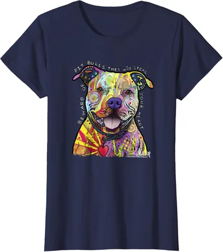 Vista 34 de Beware Of Pit Bulls, Dean Russo Pitbull Original - Camiseta para amantes de los perros, Negro