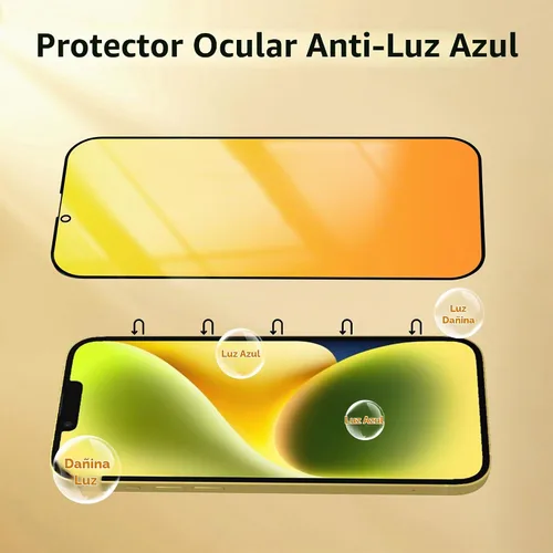 Vista 4 de Protector de pantalla de privacidad para iPhone 14/13/13 Pro (dorado) Anti-Spy vidrio templado degradado colorido efecto espejo cobertura completa