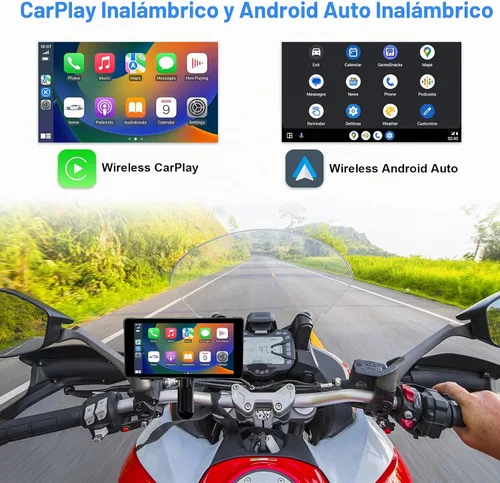 Vista 2 de LBW Cámara de tablero DVR de alta calidad: Carplay inalámbrico para motocicleta y Android Auto, TPMS, 1080P HD Dash Cam frontal y trasera, pantalla