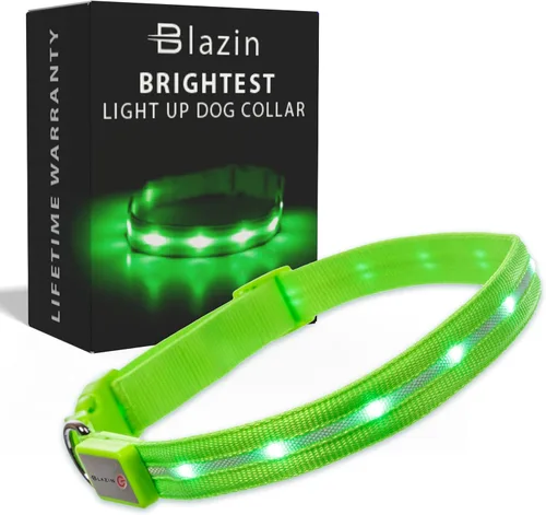 Vista 11 de Blazin - Collares luminosos para perros, collar led original para perros con 1,000 pies de visibilidad, recargable mediante USB e impermeable