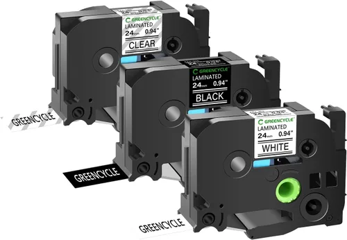 Vista 10 de GREENCYCLE Compatible para cinta de etiqueta Brother P-Touch TZe-111 TZe-211 TZe-315 6mm 0.23" laminada TZe TZ 1/4 pulgada negra sobre claro/blanco