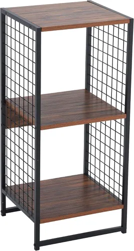 Vista 15 de Household Essentials Estantería de madera y hierro de nogal de mediados de siglo