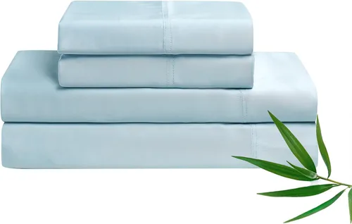 Vista 10 de Juego de sábanas refrescantes YnM con 100 por ciento de rayón derivado del bambú, tela 400TC con 1 funda de almohada y sábana plana, ajuste profundo