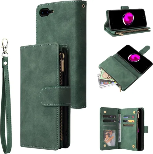 Vista 9 de UEEBAI - Cartera clásica de cuero sintético con cierre magnético, funda de iPhone con cierre