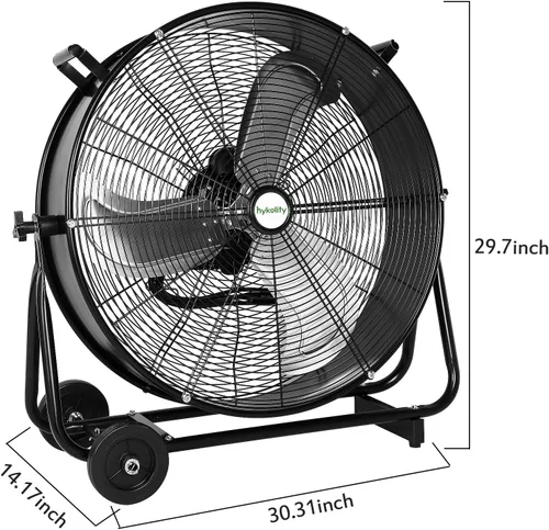 Vista 8 de hykolity Ventilador de tambor de alta velocidad ultra silencioso de 24 pulgadas, ventilador industrial resistente de 7800 CFM con motor de CC