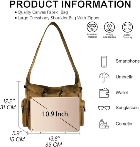 Vista 5 de KlaOYer Bonita bolsa de mensajero de lona, bolso cruzado de estrella, Y2K, bolso de mano kawaii estético hobo para mujer
