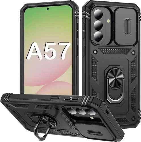 Vista 108 de PASNEW Funda militar para iPhone 13 Pro Max, cubierta de cámara deslizante y soporte de anillo de metal de 360°, carcasa rígida multicapa resistente