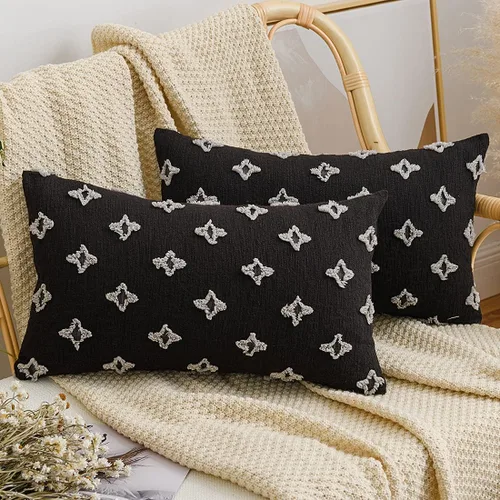 Vista 15 de vctops Juego de 2 fundas de cojín decorativas de algodón estilo bohemio copetudo, súper suaves y cómodas para sofá, cama, automóvil