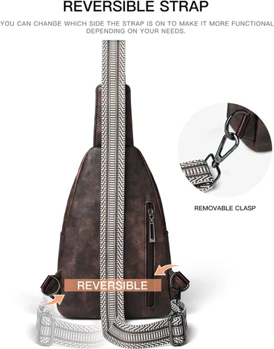 Vista 6 de Bolso bandolera para mujeres y hombres, bolso cruzado de hombro, mochila tipo cangurera, bolsa de viaje de piel sintética